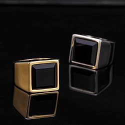 MYNENEY 14K Gold/Silver/Black Plated Square Signet
