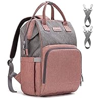 Diaper Bag Backpack Nappy Bag Upsimples Baby Bags for Mom Maternity Diaper Bag with USB Charging Port Stroller Straps Thermal Pockets,Water Resistant,Pink&Gray