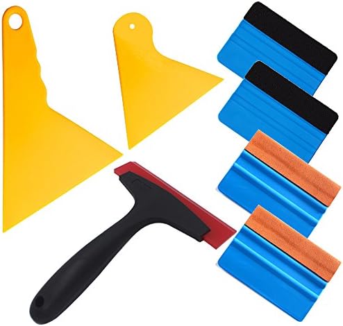 EEFUN 7 in 1 Installation Tool Kit for Car Window Wrapping Tint Vinyl with Many Size Squeegee and Silicone Rubber Squeegee.