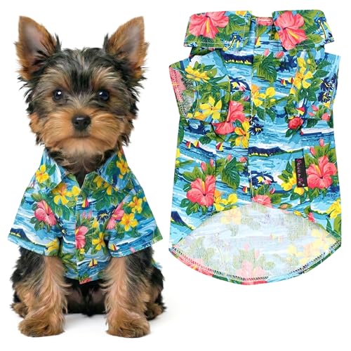 Parisian Pet Dog Summer Camp Hawaiian Flower Tropical Polo Shirt, XS — image 1