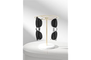 Ausalivan Sunglasses Holder Stand 360 Rotating, Eyeglasses Display Rack,Eyewear room Tabletop Glasses Storage Organizer (Metallic, Golden Round)