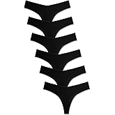 FINETOO Seamless Thongs for Women Sexy No Show Panties Invisible V-waisted Stretch Ladies Underwear 6 Pack