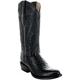 Soto Boots Men's Ostrich Print Cowboy Boots, Exotic Print Men's Cowboy Boots, Western Boots For Men H7002