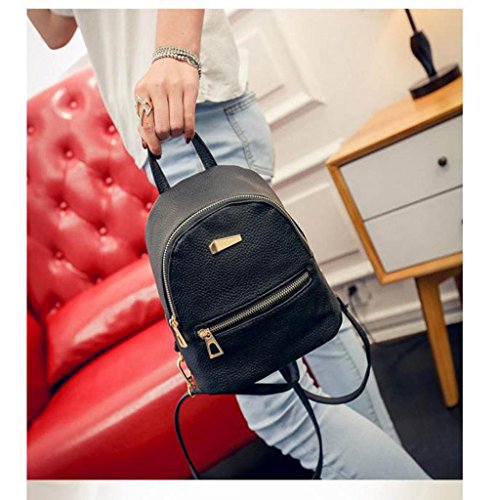 Compia Women and Girl Mini Backpack Travel Handbag School Rucksack Packet (Black)
