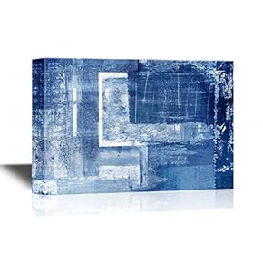 Canvas Wall Art - Abstract Grunge Blue Color Composition - Gallery Wrap Modern Home Art | Ready to Hang - 12x18 inches