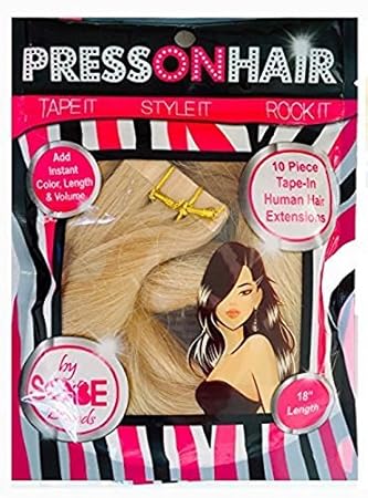Press On Hair Straight Tape Extensions Natural Blonde 18 Inch
