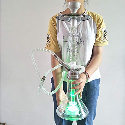 WYYHAA Shisha Set Hookah, 21" Acryl Eleganz Huka mit LED-Leuchten Silikon-Bowl-Schlauch Charcoal Tongs Waschbar Besserer Filtration mit Diffusor – Bild 3