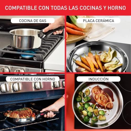 Ingenio Emotion - Juego de 3 Cazos, Acero Inox, Sin Revestimiento