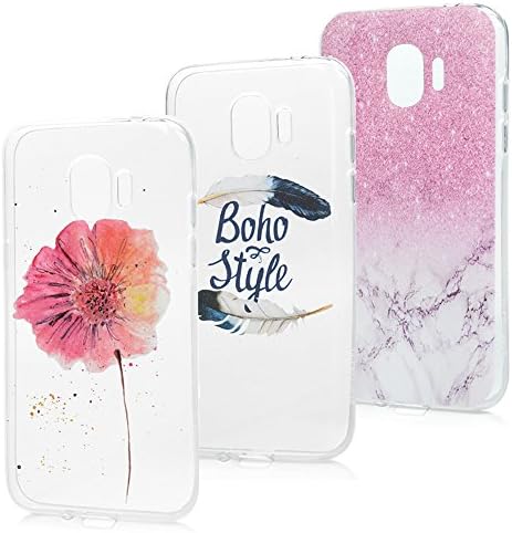 3x Case Galaxy Grand Prime Pro 2018 / J2 Pro 2018, Beaulife Transparent Cover TPU Silicon Rubber Lightweight Ultra-Thin Flexible Shockproof Anti-Scratch Waterproof Creative Pattern Bumper Elastic Gel Protective Shell for Samsung Galaxy Grand Prime Pro 2018 / J2 Pro 2018 - Dream + Marble + Flower Sensor