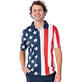 TheFlagshirt Men's Patriotic Performance Golf American Flag Classic Fit Polo Shirt