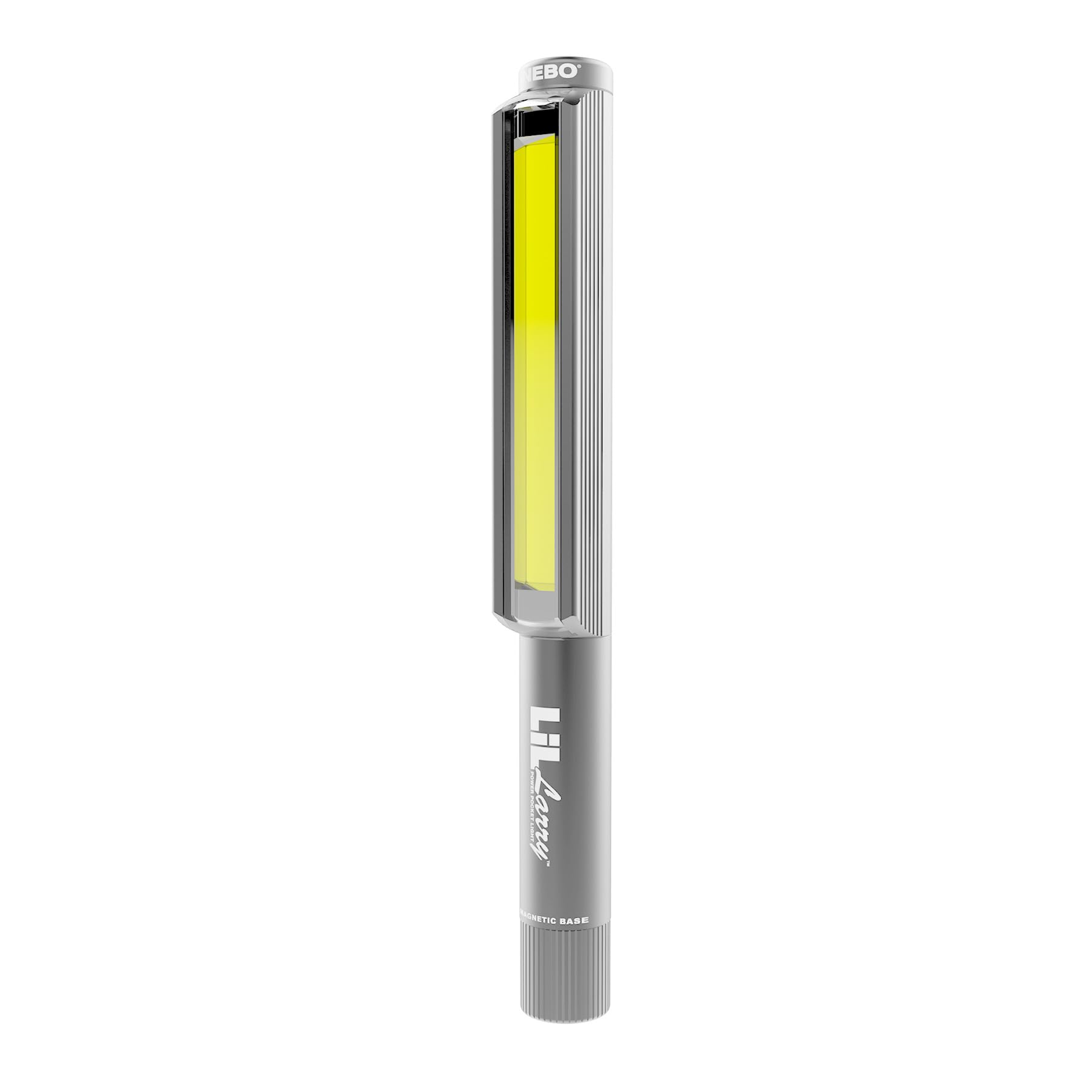 NEBO Lil Larry - 250 Lumen Torch with COB Work Light - Pocket Clip Magnetic Base for Hands-Free Lighting - Portable COB LED Flashlight - Hazard Light-Red (Steel Grey)