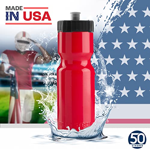 50 Strong Sports Squeeze Water Bottle Bulk Pack 24 Bottles 22 oz