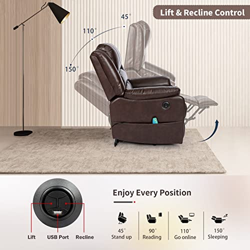 Vicluke Breath Leather Power Lift Recliner Chair with Massage and Heat for Elderly, Electric