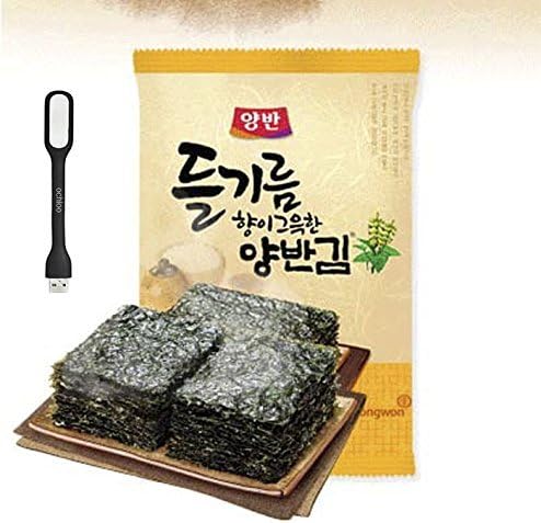 Korean DongWon Perilla oil Roasted seasoned Nori Seaweed Snack Strips, Lightly Salted 9pack