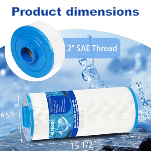 Telakeni 6CH-960 Spa Hot Tub Filter Replaces Jacuzzi Filters J-300 J-400, Unicel 6CH-960, Pleatco PJW60TL-F2S, 14081, Filbur FC-2800, 6540-476, 6540-383 (2 Pack)