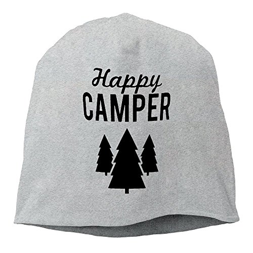 Happy Camper Trees Unisex Stretch Beanie Skull Cap Knit Hat For Men Women Ash Winter Hat
