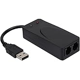 Dual Port USB 2.0 External Fax Modem, 56K Voice and Data Communication Device, Compatible with Windows 7, 8, 10, XP