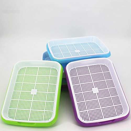 Seed Sprouter Tray, RuiyiF 2 Set Seed Germination Trays with Water Tray, Wheatgrass Tray/Bean Sprout Grower (Blue + White) - Thumbnail 2