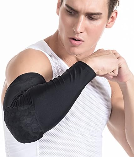 TUOY Mens Boys ELbow Honeycomb Pad Crashproof Baseball Softball Cycling Basketball Arm Guard Sleeve Elbow Support Combat Basketball Pad Protector Gear Shooting Hand Arm Sleeve