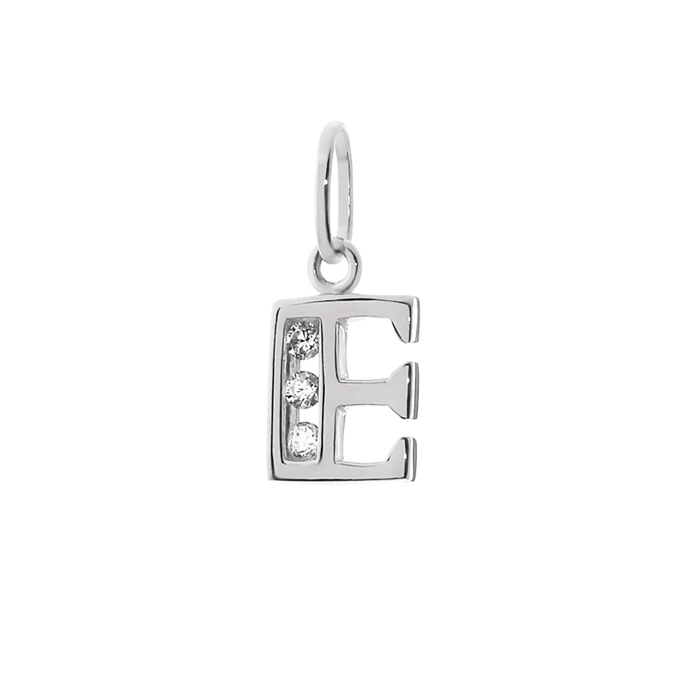 NKlaus letter E small pendant 925 sterling silver 8mm alphabet zirconia 9177