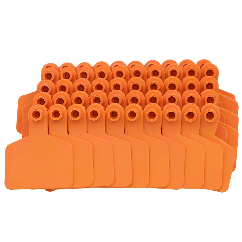 Blank Livestock Ear Tags Orange, Laser-Engravable Copper Head Ear Tags for Cattle, Cow, Goat, Sheep & Farm Animals Identification
