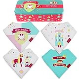 Baby Bandana bibs for Girls, drool absorbent bibs with unique princess designs, packed in a stylish Tin Gift Box, Amazing present for baby showers, new moms and your own cute baby