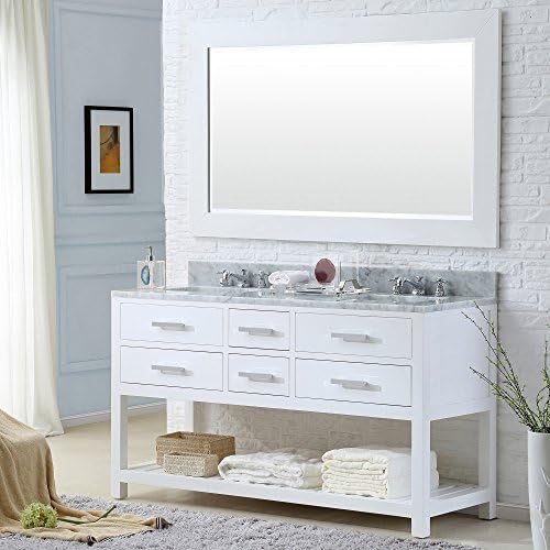 Water Creation Madalyn 60W 60-Inch Solid White Double Sink Bathroom Vanity, Pure White