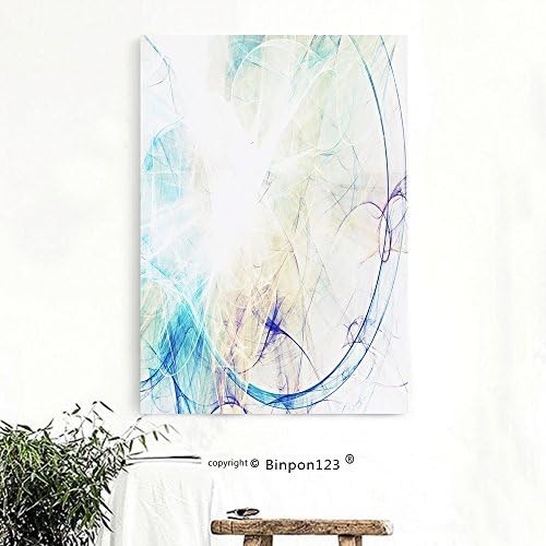 BINPON123 Custom Canvas Wall Art Painting abstract blue smoke motion on white modern bright futuristic dynamic background for wallpaper