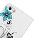 Tradekmk 2 in 1 PU Leather Flip Wallet Card Holder Detachable Magnet Design  Stand Case with Stylus Pen, Screen Protector and Cleaning Cloth for Apple iPhone 5/ 5G/ 5S - Blue Flowers