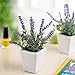 MyGift Small Purple Artificial Plants & Flowers with White Ceramic Mini Planter Pots, Set of 3