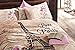 100% Cotton Comforter Set 5 Pcs Paris Eiffel Tower Brown Theme Themed Pink Flowers Full / Queen Size Bedding Linens