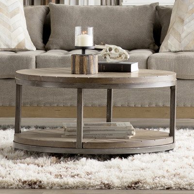 Buy Drossett Wood Iron Design Round Coffee Table With Casters In Light Mahogany Online In Canada B06wd51vyn