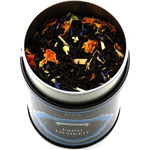 Hallingers Fröhlichkeit - Loser Schwarz-Tee mit Katzenpfötchen, Rosenblüte & Waldbeere (Dose) - Geschenkideen Weihnachten & Geschenke Adventskalender | Geburtstag Glückwunsch Genesung Danke Freundscha – Bild 5