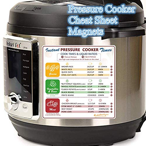 Cheat Sheet Set for Instant Pot, Electric Pressure Cooker Cook