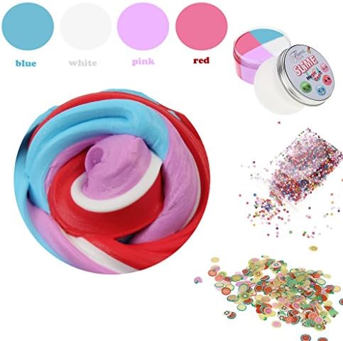 Fluffy Slime - Multicolored Fluffy Floam Slime Stress Relief Scented Sludge, Multicolored Foam ball and Fruit Slices 7Oz- By Flaurie