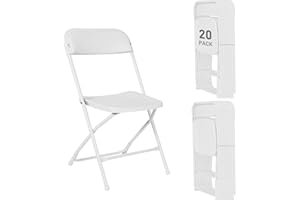susici 20 Pack White Plastic Folding Chairs, Portable Stackable Commercial Folding Chairs with Steel Frame 350lbs for Home Office Outdoor Indoor Office Wedding Party Events
