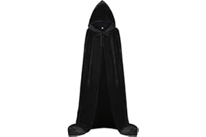 Aricy Unisex Hooded Cape Long Velvet Cloak with Hood Halloween Christmas Cosplay Costumes 43-71inches