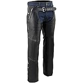 Milwaukee Leather Chaps for Men's Black Leather 4-Pockets - Snap Out Thermal Lined Motorcycle Riders Chap - SH1191C