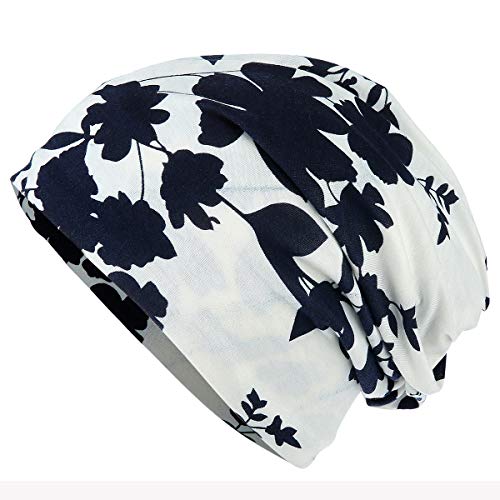 HONENNA Flower Printed Cotton Beanie Women Turban Headband Chemo Cap (2 Pack Set 13) - Thumbnail 2