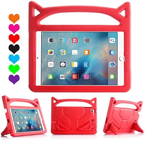 iPad 9.7 Case 2018/2017, iPad Pro 9.7 Case, iPad Air 2 Case, Huaup Kids Shock Proof Handle Light Weight Super Protective Stand Cover Case for Apple iPad 5/6 th/Air 2 / Pro 9.7 Tablet (Red)