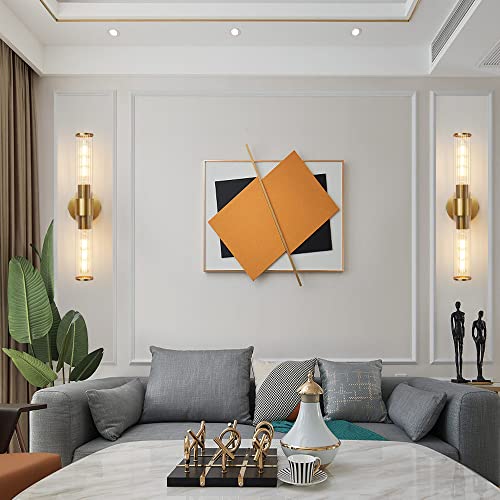 Deyidn Lámpara de pared dorada, lámpara de espejo de maquillaje de baño de vidrio roscado, lámpara de pared moderna de 19,84 pulgadas