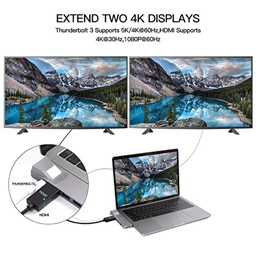 JOYIT USB C Hub, MacBook Pro Adapter with Gigabit Ethernet RJ45, 4K HDMI, Thunderbolt 3 Adapter, 3 USB 3.0, SD/TF Card Reader for MacBook Air 2018/2019 and MacBook Pro 2016/2017/2018/2019 13 15 inch - Thumbnail 4