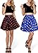 AvaCostume Women's High Waisted Candy Colors Polka Dot Skirt, Red,One Size