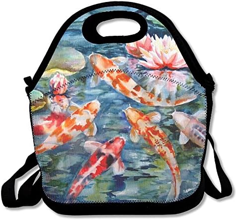 Japanese Koi Fish Lotus Lunch Tote Bag Bags Awesome Lunch Handbag Lunchbox Box For School Work Outdoor