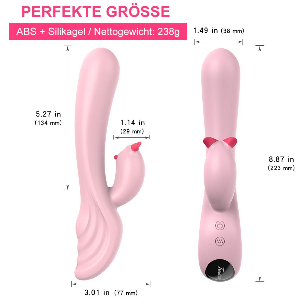 Delphin Vibratoren für sie mit Klitoris und G-Punkt Stimulation, Treediride Dildo Massagegerät mit Dual Motor & 9 Vibrationsmodi Sexspielzeug