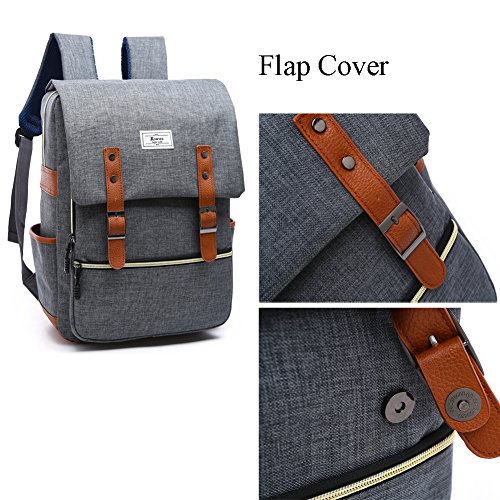 Unisex College Bag Fits up to 15.6'' Laptop Casual Rucksack Waterproof School Backpack Daypacks with USB Charging Port (Gray)