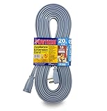 POWTECH Heavy duty 20 FT Air Conditioner and Major Appliance Extension Cord UL Listed 14 Gauge, 125V, 15 Amps, 1875 Watts GROUNDED 3-PRONGED CORD