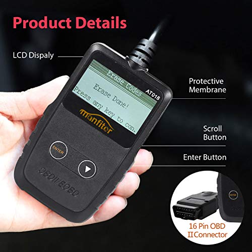 Manfiter [2018 Upgraded OBD2 Scanner Auto Car OBDii 2 Code Reader CAN Diagnostic Scan Handheld Tool Check Engine Light Trouble Codes Vehicle