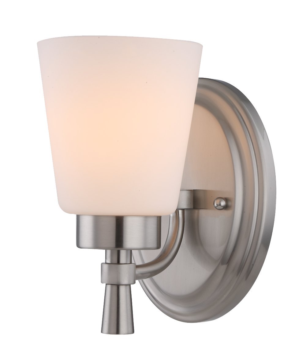 1 Light Bathroom Chrome Vanity Wall Sconce, Brushed Nickel Finished and