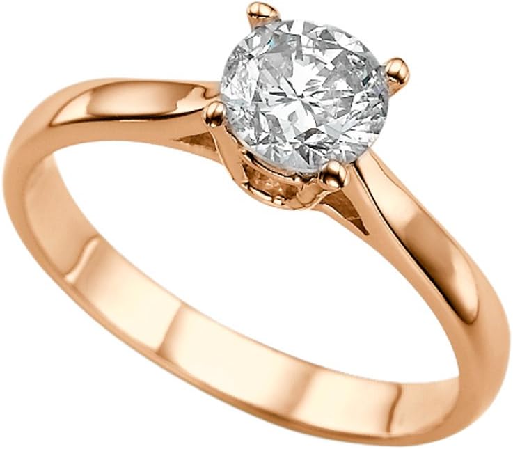 Moissanite Forever Classic 6.50MM (0.86CT Moissanite Weight,1.00CT Diamond Equivalent Weight) Engagement Ring 14K Gold